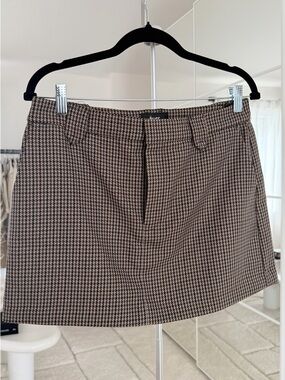 PAIGE Brown and Black Houndstooth Mini Skirt